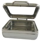 Mirror Finish Square Shape Banquet Chafing Dishes With Big Glass Lid For Hotel Supplies