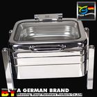 Mirror Finish Square Shape Banquet Chafing Dishes With Big Glass Lid For Hotel Supplies